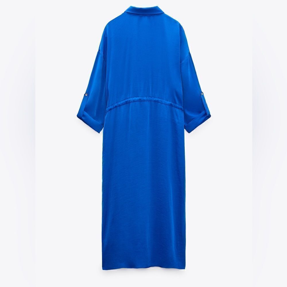 ZARA RUCHED SATIN EFFECT DRESS - Picture 9 of 10